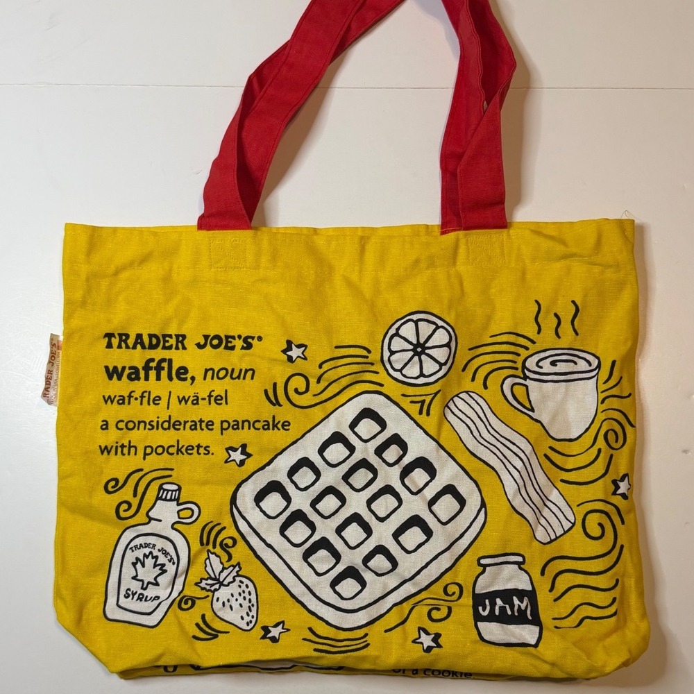 Trader Joe's Waffle Toast Tote Bag Breakfast Canvas Shopper